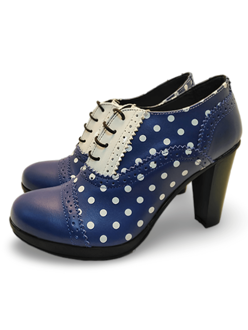 Elegant Women's Blue and White Lace-Up Heeled Booties