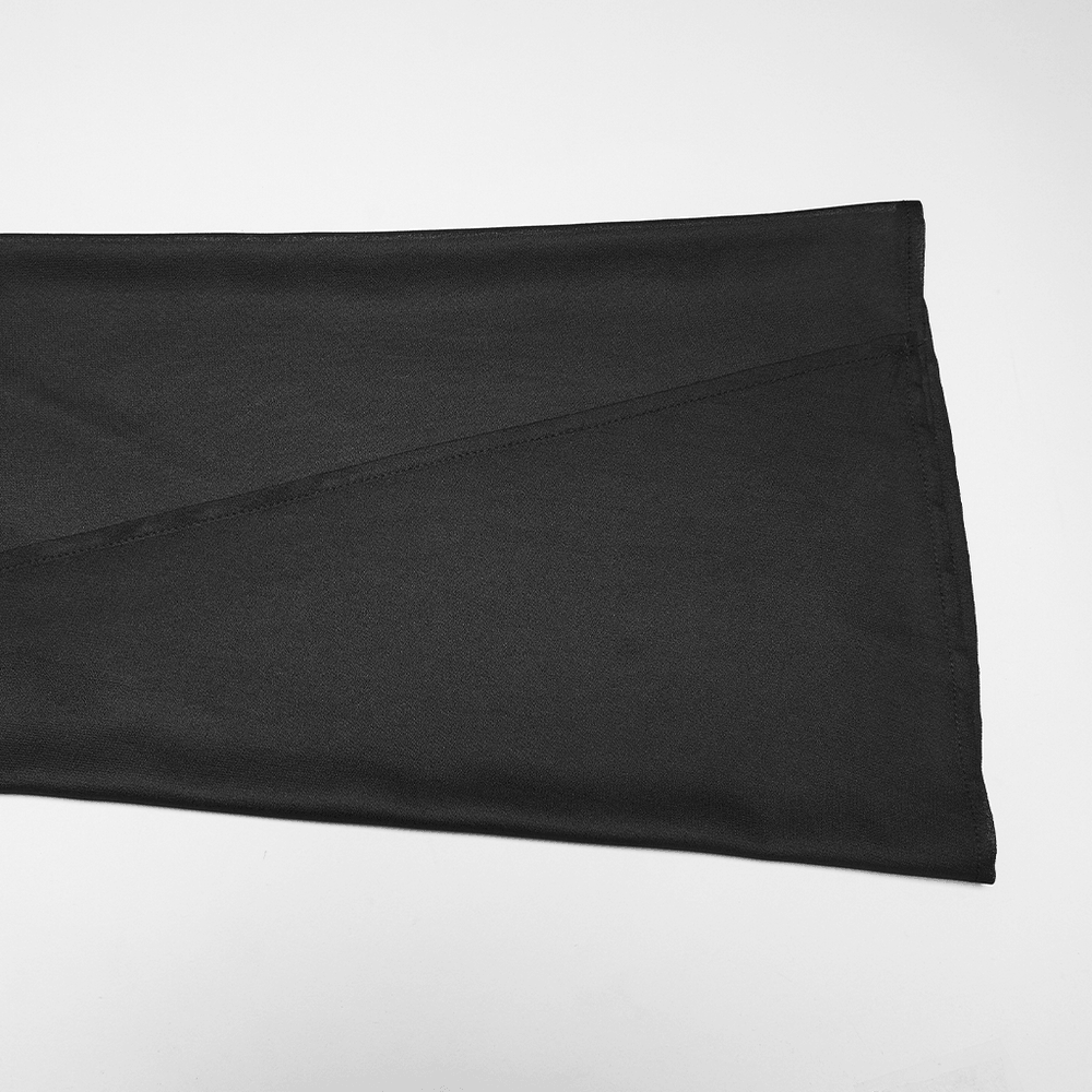 Alt Tag: Elegant Women's Chiffon Maxi Dress with Cape Sleeves black chiffon sleeve cuff close-up with slit detail