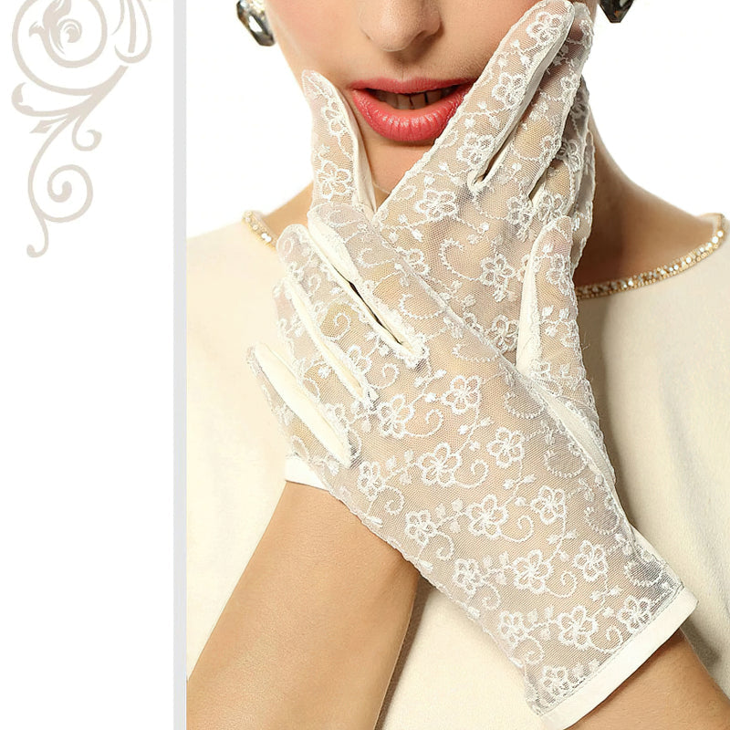 Elegant Women's Genuine Leather Gloves / Ladies Thin Non-slip Lace Gloves - HARD'N'HEAVY