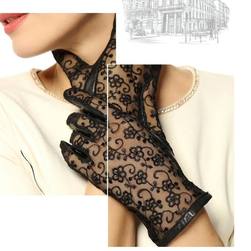 Elegant Women's Genuine Leather Gloves / Ladies Thin Non-slip Lace Gloves - HARD'N'HEAVY