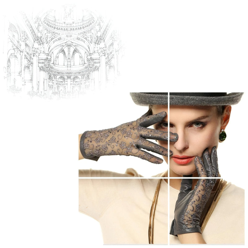 Elegant Women's Genuine Leather Gloves / Ladies Thin Non-slip Lace Gloves - HARD'N'HEAVY