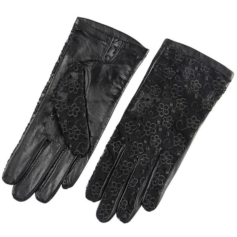 Elegant Women's Genuine Leather Gloves / Ladies Thin Non-slip Lace Gloves - HARD'N'HEAVY