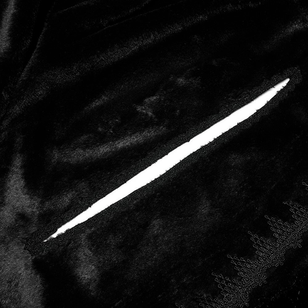 Elegant Women's Gothic Faux Fur Velvet Long Cloak - HARD'N'HEAVY