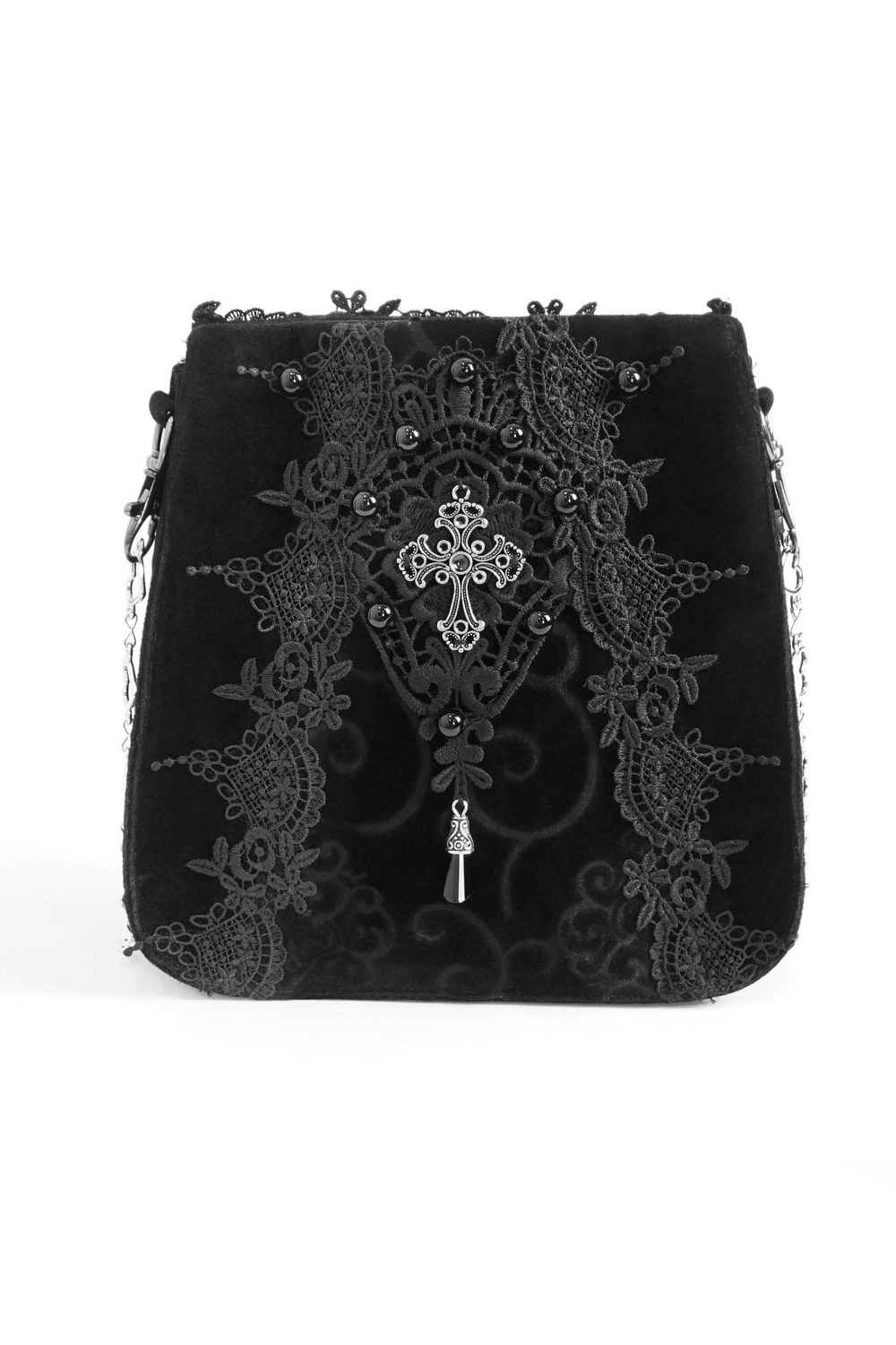 Elegante Damen-Umhängetasche mit Gothic-Blumenstickerei