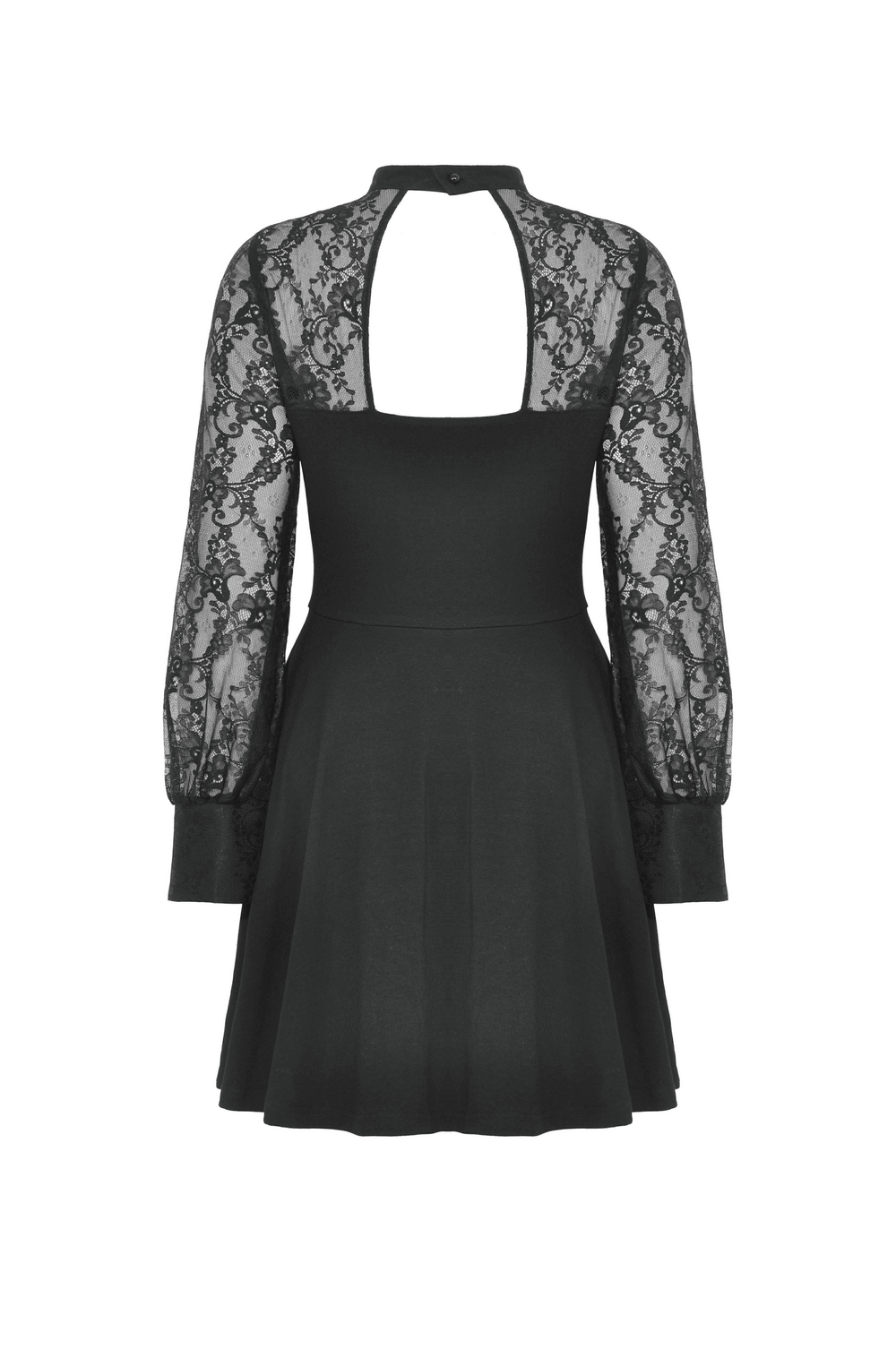 Elegant Women's Lace Black Dress with Floral Detail