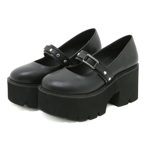 Elegante Damen-Lolita-Schuhe / Schwarze Lolita Mary Jane-Schuhe / Ästhetische PU-Lederschuhe für Mädchen