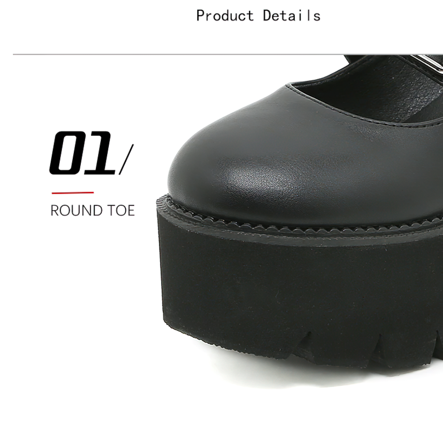 Elegant Women's Lolita Shoes / Black Lolita Mary Jane Shoes / Aesthetic PU Leather Shoes For Girl - HARD'N'HEAVY