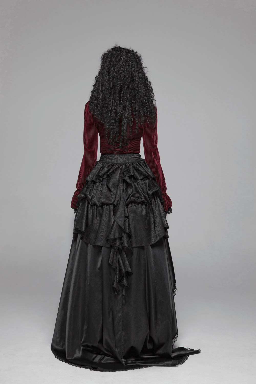 Elegant Women's Striped Velvet Corset Shirt in Gothic Style - HARD'N'HEAVY