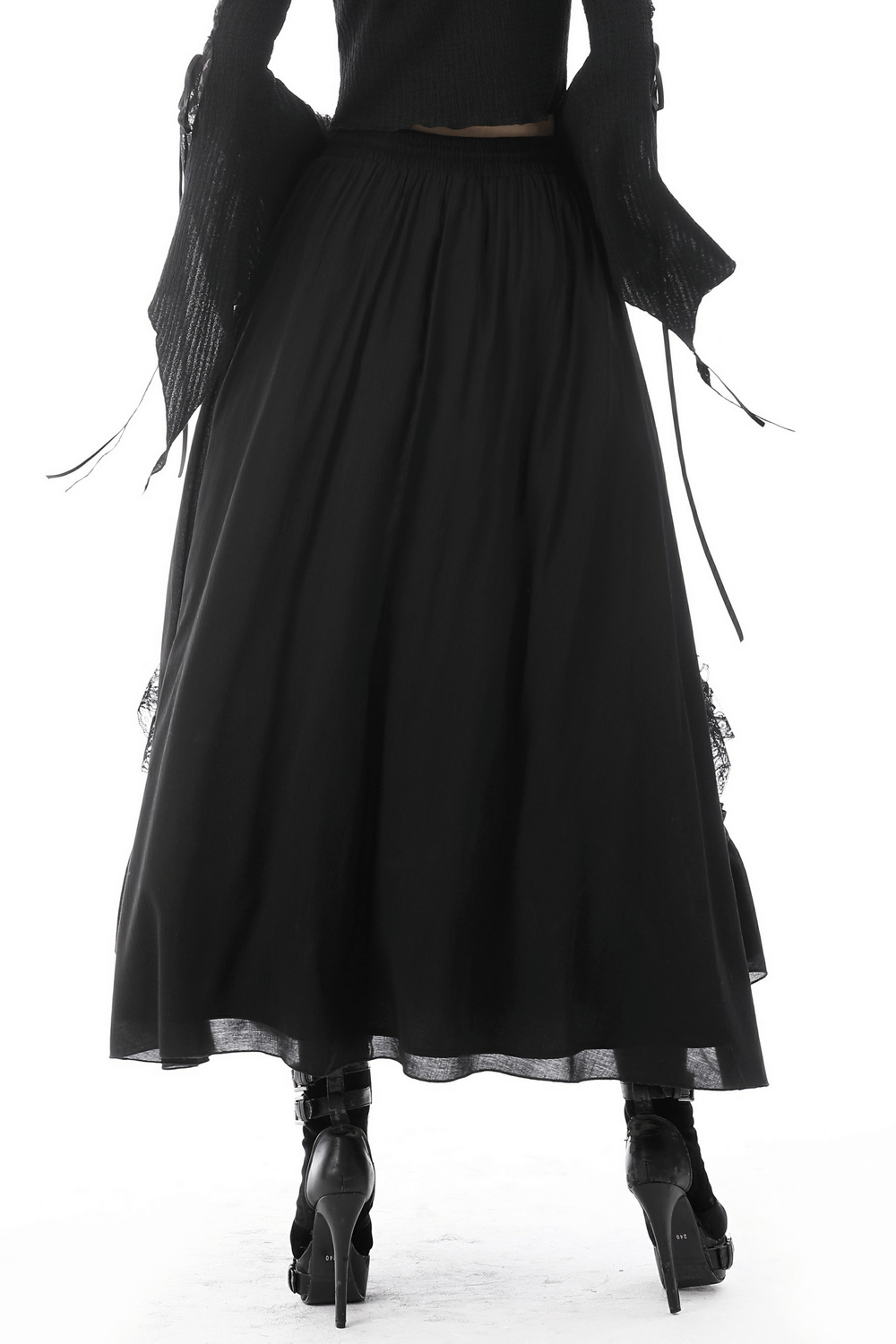 Elegant Women's Tiered Maxi Skirt with Lace Detail
