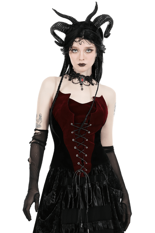Corset en velours élégant pour femmes avec lacets sur le devant