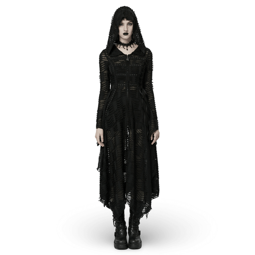 Manteau de magicien foncé en maille et dentelle à capuche Enchanted