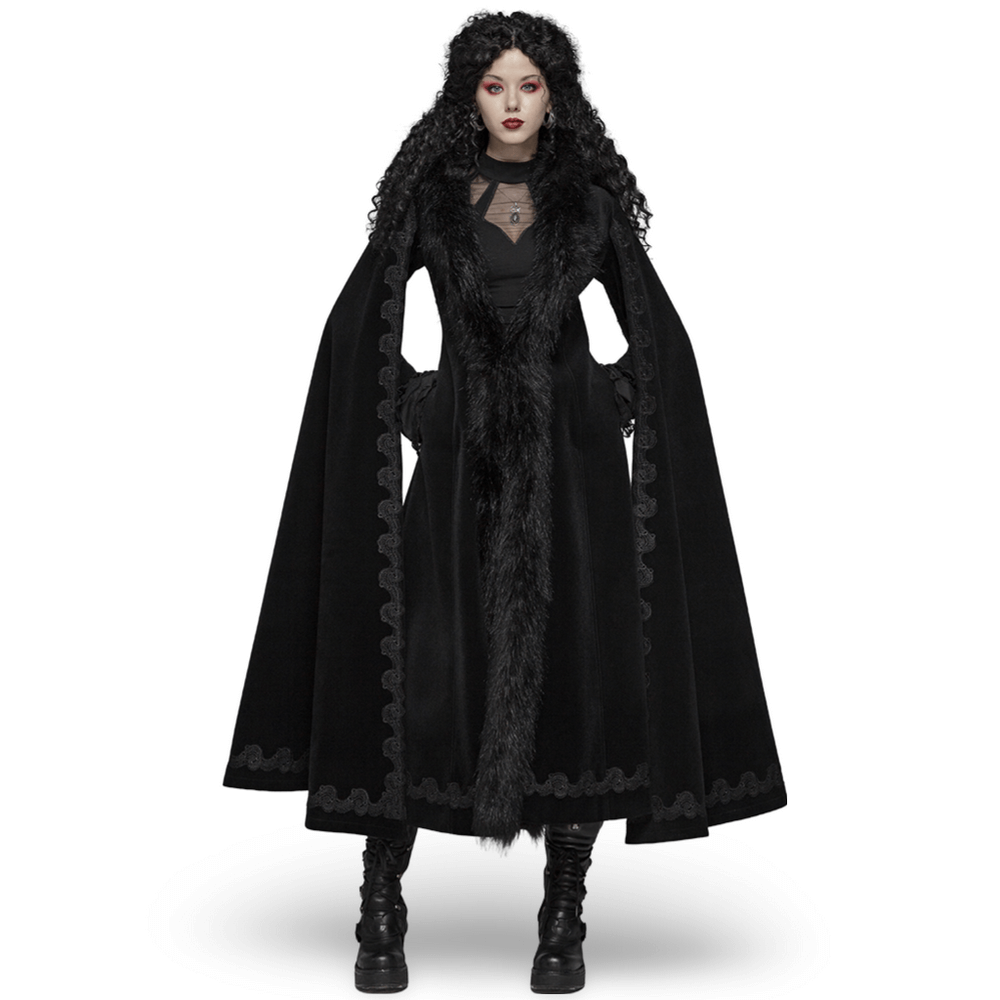 Enchanting Gothic Vintage Velvet Long Coat with Fur - HARD'N'HEAVY