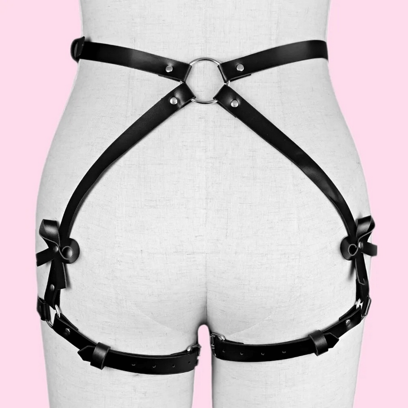 Erotic PU Leather Leg Garter for Ladies / Body Strap Harness / Red Buttocks Suspender Accessory