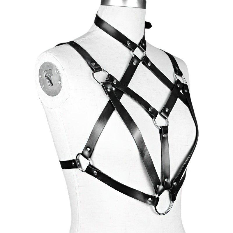 Erotic Women's PU Leather Body Harness / Sexy Gothic Lingerie Bra - HARD'N'HEAVY