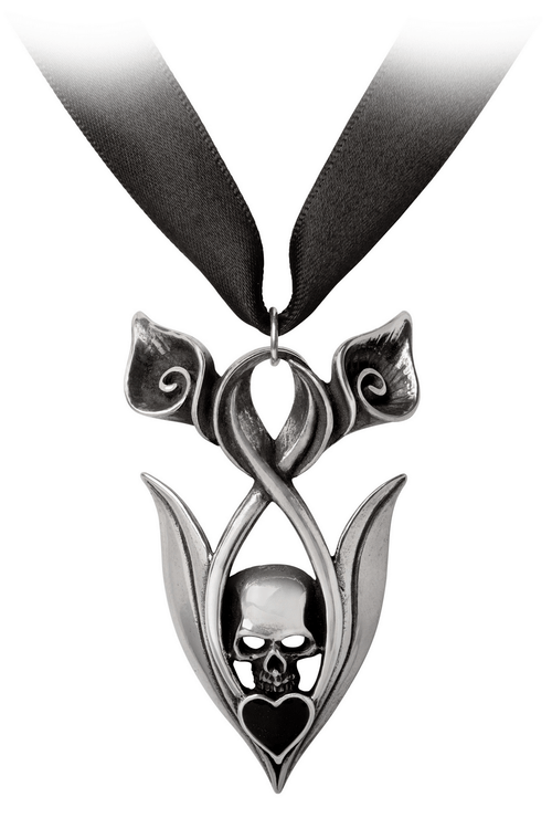 Colgante de Calavera y Lirio "Eternal Peace" con Cinta de Satén