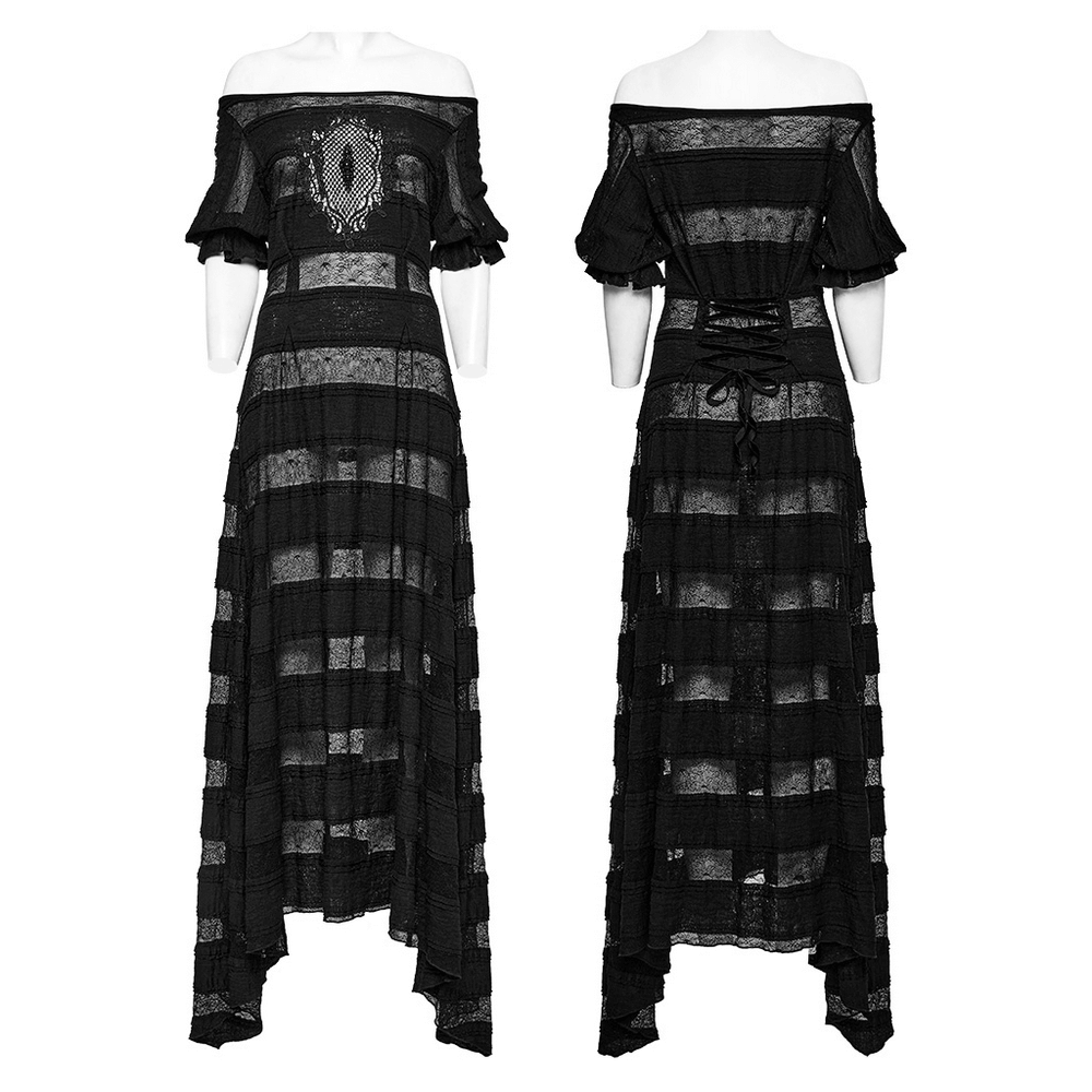 Vestido gótico etéreo de encaje y manga corta