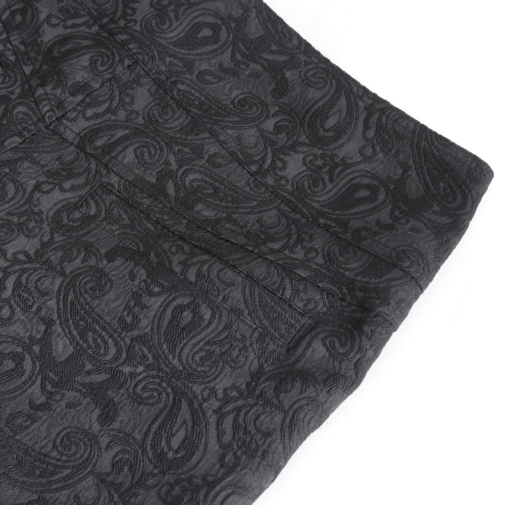 Exquisito pantalón negro con bordado floral y encaje
