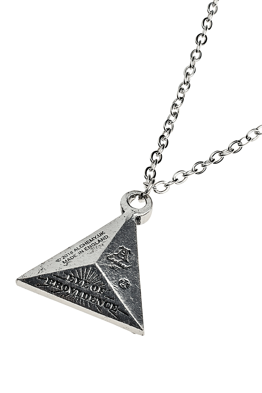 Eye of Providence pendant necklace with moon symbol for spiritual growth and divine protection.