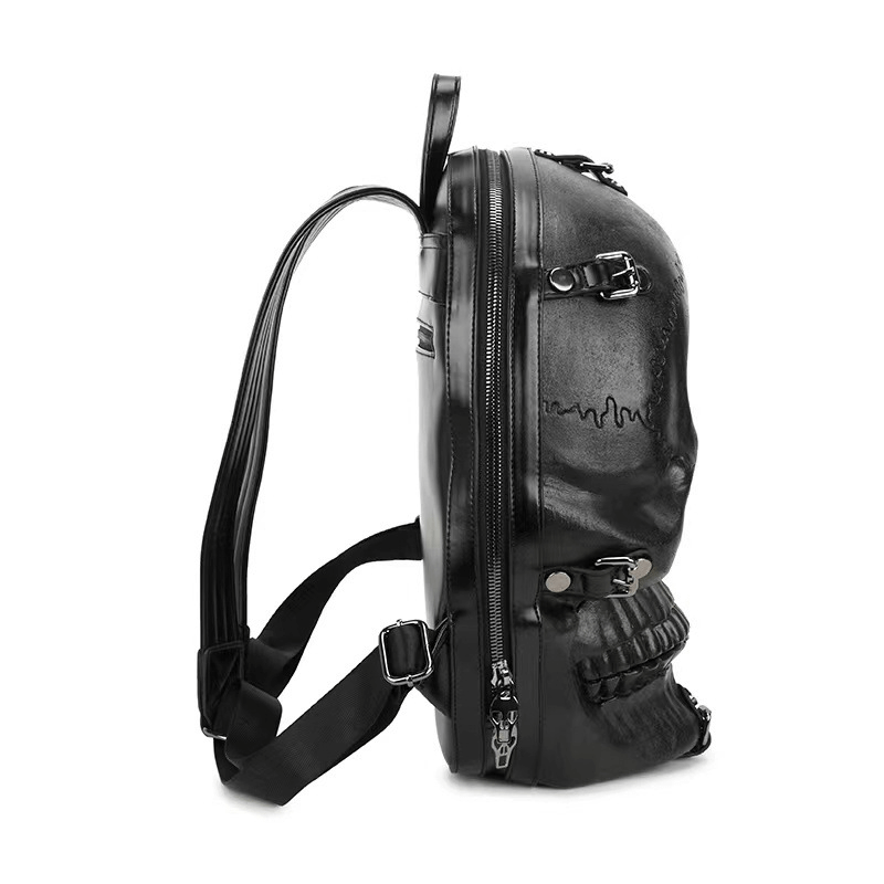 Fashion 3D Skull Head Backpack / Unique Gothic Zippered Backpack - HARD'N'HEAVY