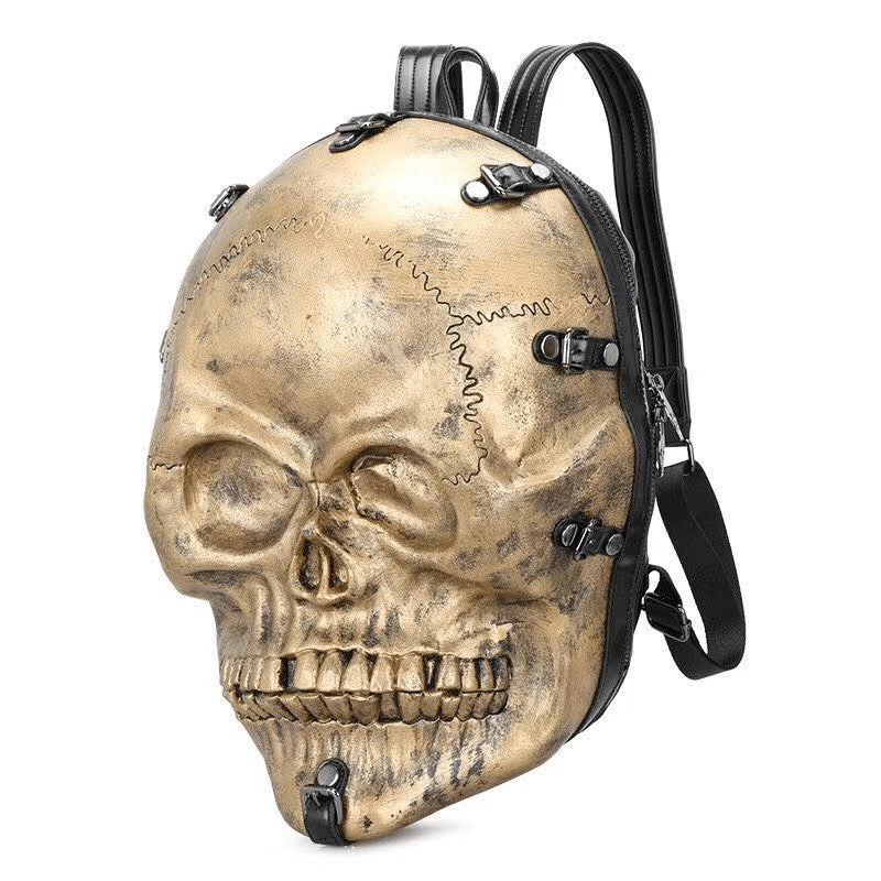 Fashion 3D Skull Head Backpack / Unique Gothic Zippered Backpack - HARD'N'HEAVY