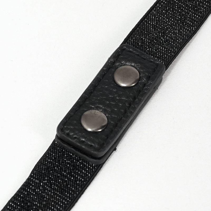 Close-up of a black crystal glass tassel belt buckle, showcasing stylish punk accents and high-quality materials.