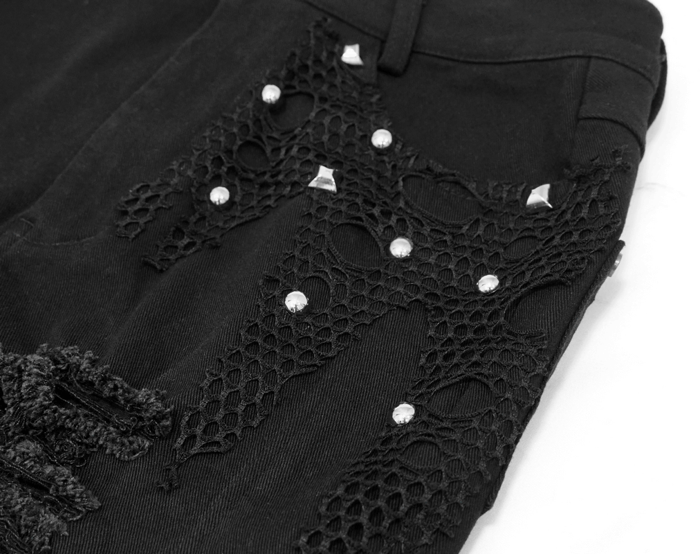 Fashion Black Fishtail Skirt for Women with Rivets / Gothic Punk High Waist  Skirts Torn in Front - HARD'N'HEAVY