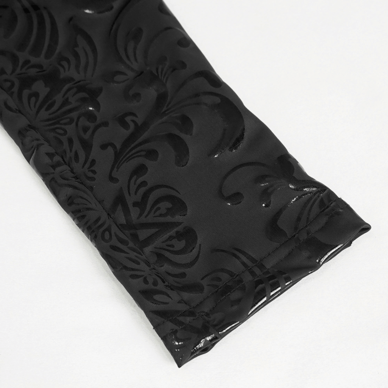 Chic black leggings with intricate floral patterns, perfect for gothic style fashion enthusiasts.