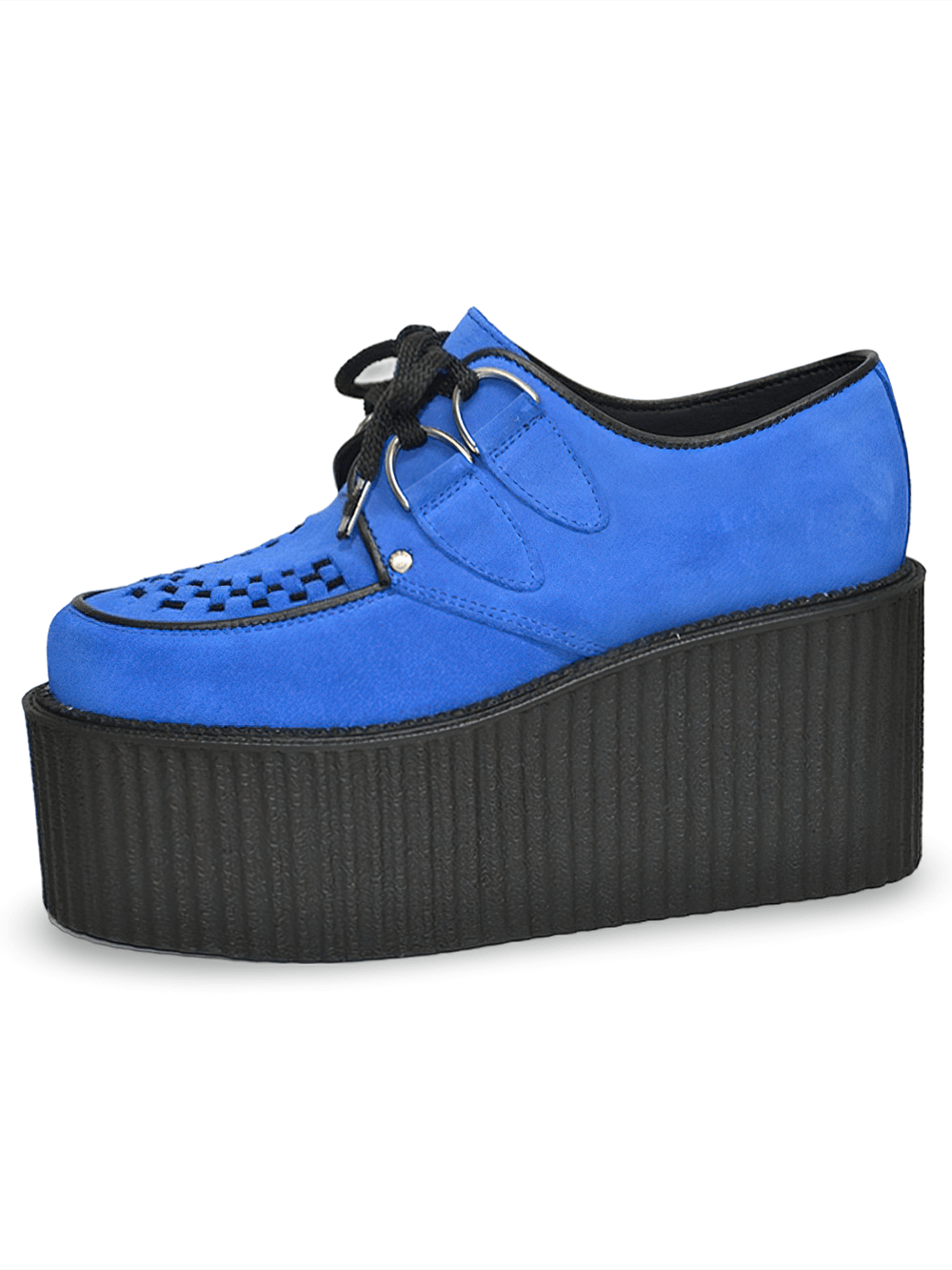 Fashion Blue Suede Triple Sole Creepers With Lace-Up