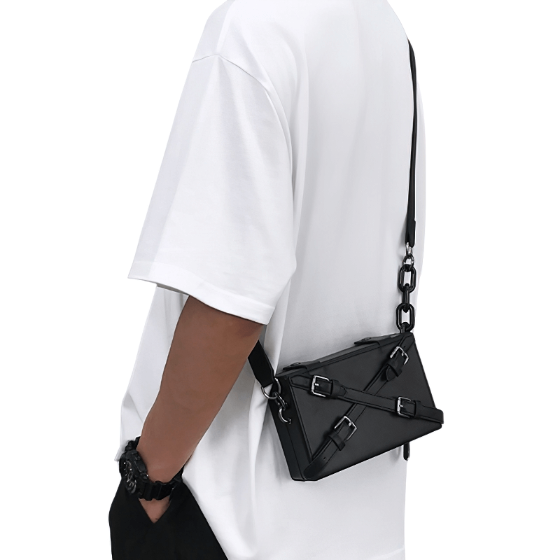 Fashion Box Shape Buckled Bag With Long Strap / Mini Single Shoulder Bag - HARD'N'HEAVY