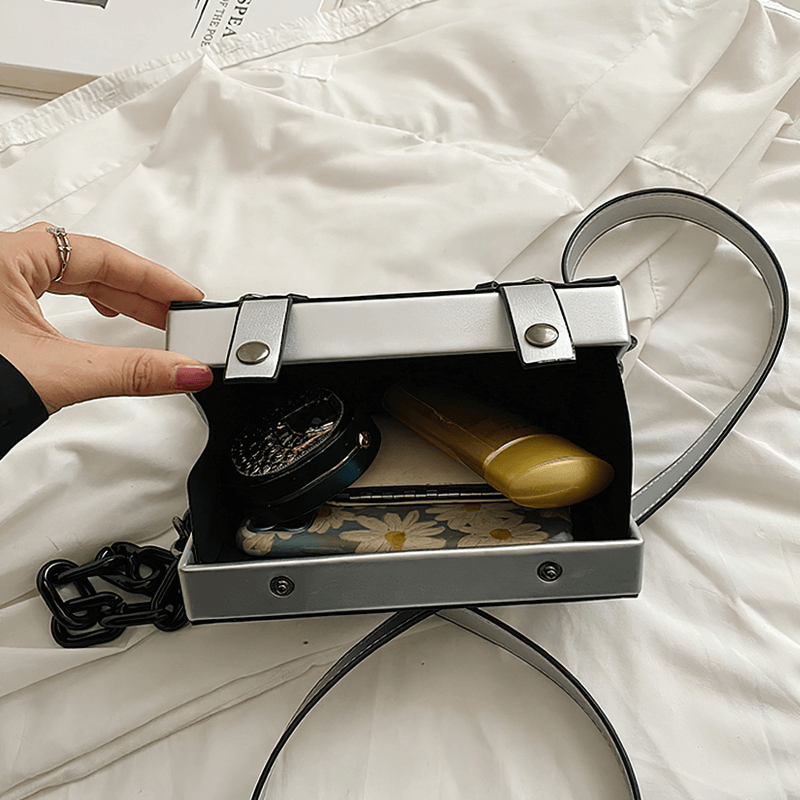 Fashion Box Shape Buckled Bag With Long Strap / Mini Single Shoulder Bag - HARD'N'HEAVY