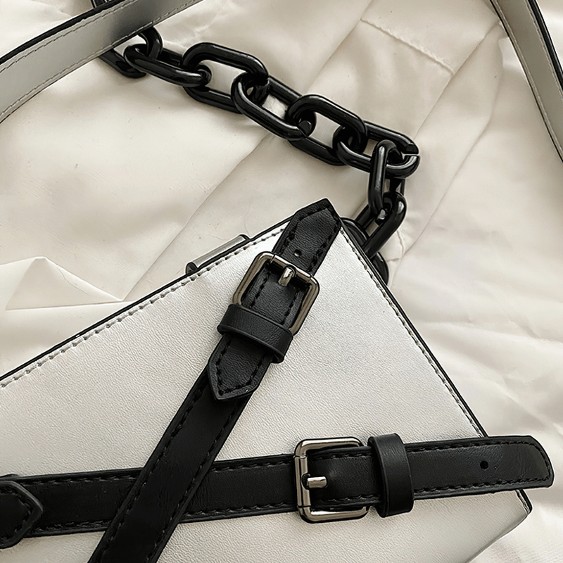 Fashion Box Shape Buckled Bag With Long Strap / Mini Single Shoulder Bag - HARD'N'HEAVY