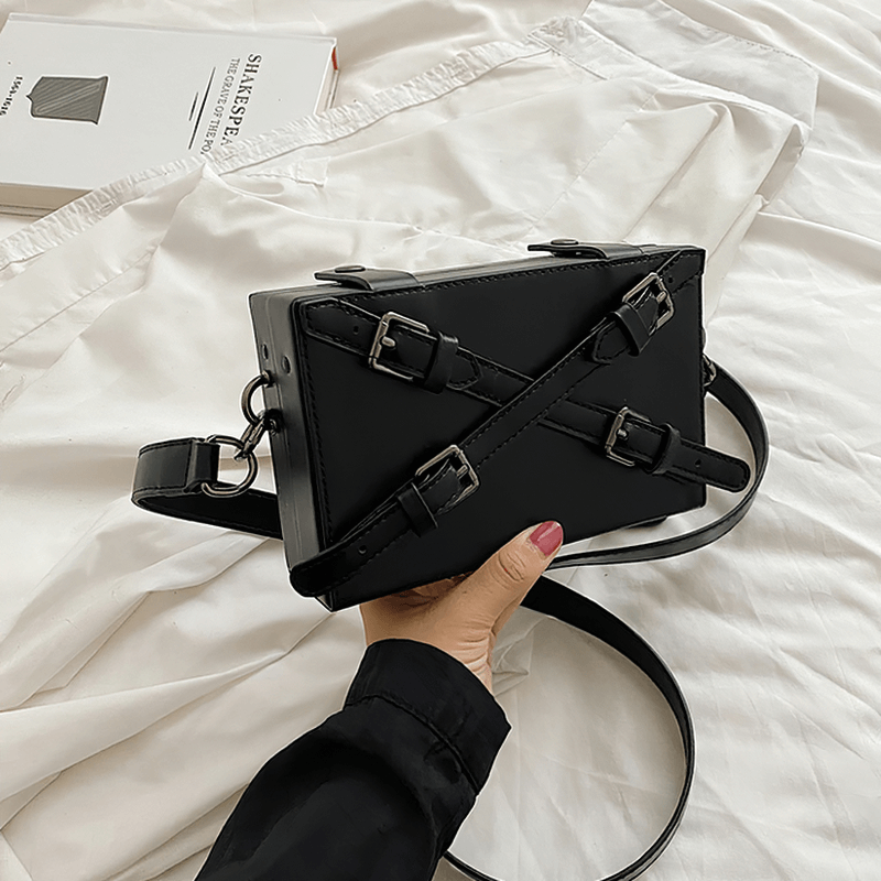 Fashion Box Shape Buckled Bag With Long Strap / Mini Single Shoulder Bag - HARD'N'HEAVY
