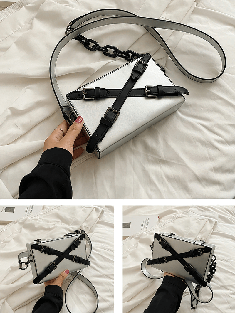 Fashion Box Shape Buckled Bag With Long Strap / Mini Single Shoulder Bag - HARD'N'HEAVY