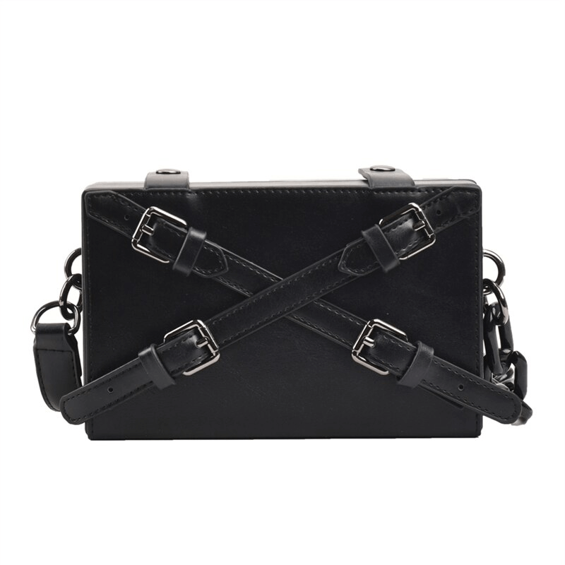 Fashion Box Shape Buckled Bag With Long Strap / Mini Single Shoulder Bag - HARD'N'HEAVY