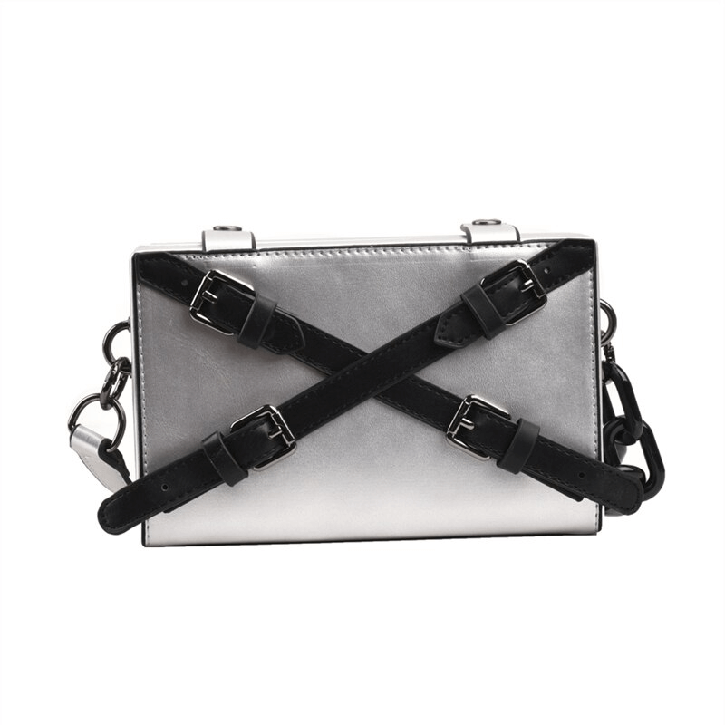 Fashion Box Shape Buckled Bag With Long Strap / Mini Single Shoulder Bag - HARD'N'HEAVY