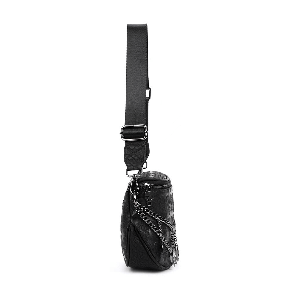 Fashion Crossbody Bag with Chain and Skulls / Ladies Gothic Accessories - HARD'N'HEAVY