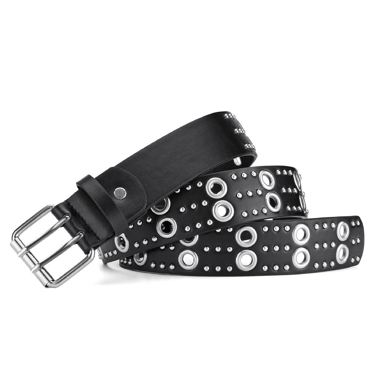Fashion Double Prong PU Leather Belt / Gothic Style Rivets Buckle Belt - HARD'N'HEAVY