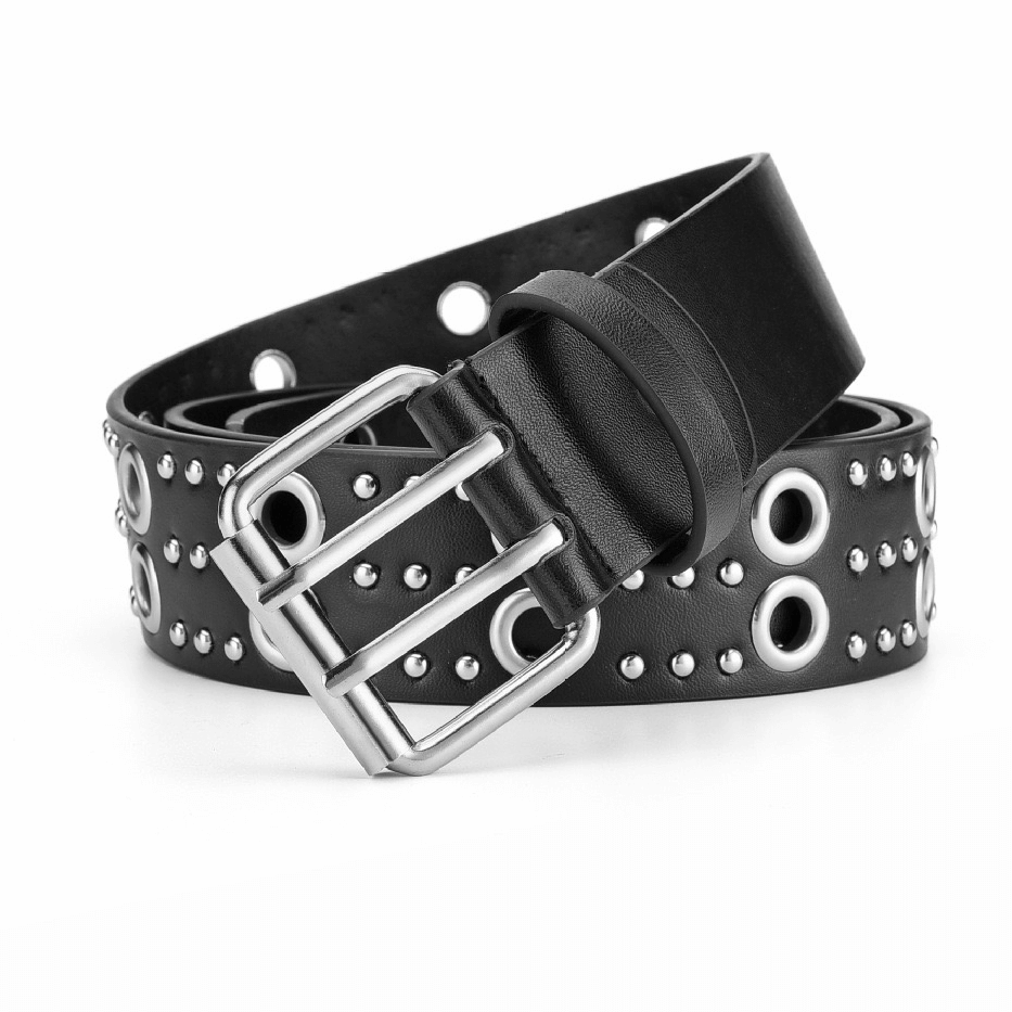 Fashion Double Prong PU Leather Belt / Gothic Style Rivets Buckle Belt - HARD'N'HEAVY