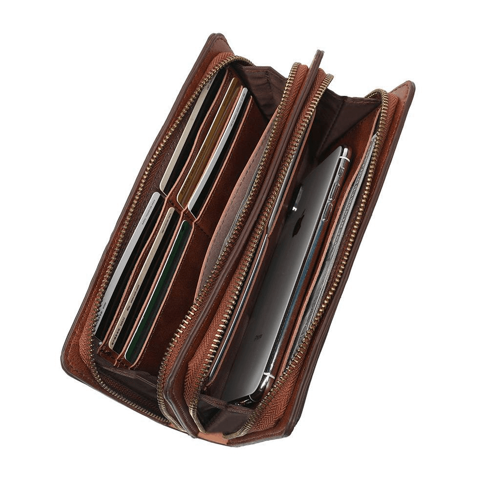 Fashion Double Zipper Stitching Wallet With Rivets / Punk Hand Purse - HARD'N'HEAVY