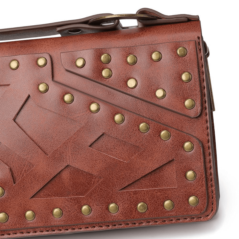 Fashion Double Zipper Stitching Wallet With Rivets / Punk Hand Purse - HARD'N'HEAVY