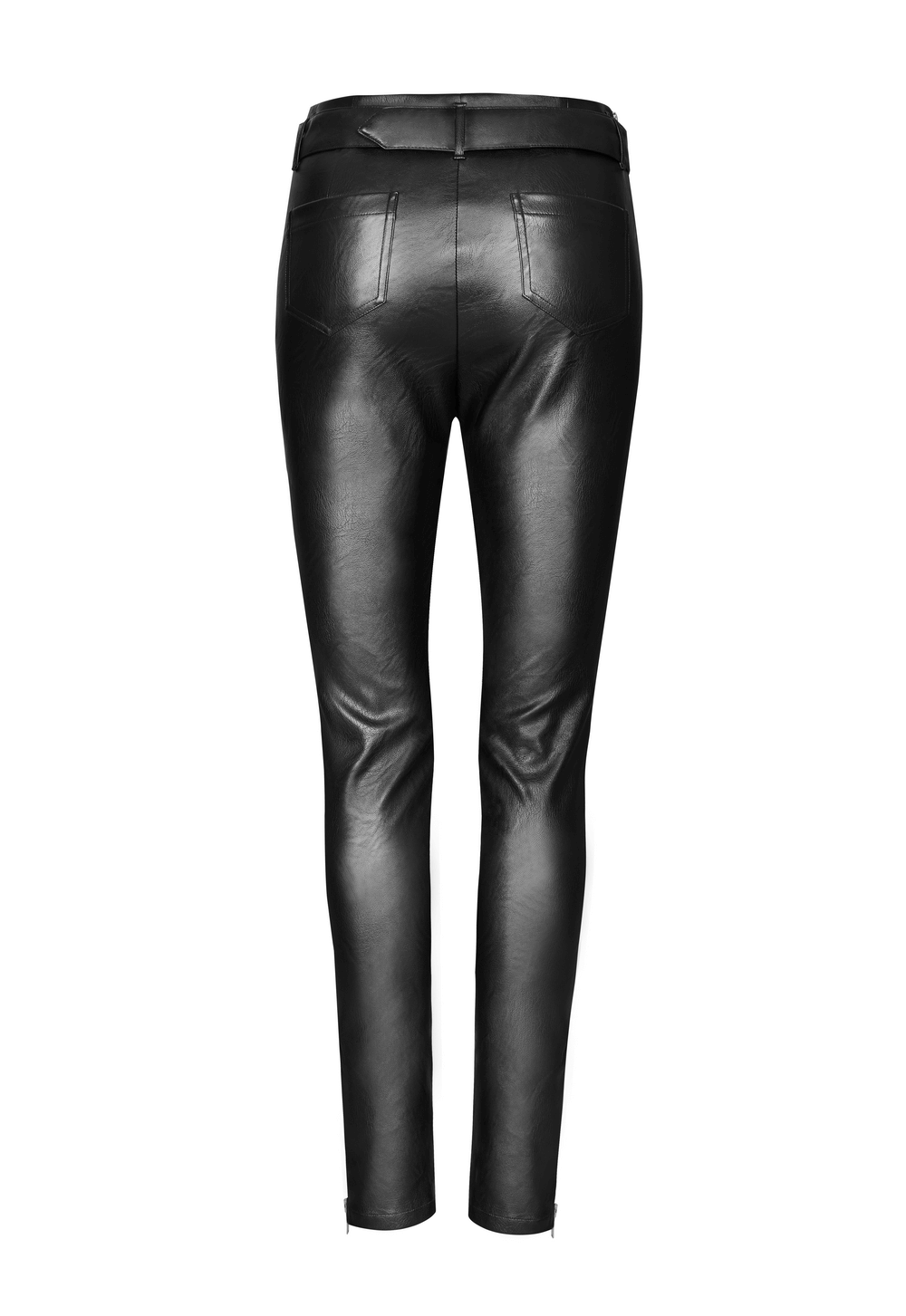 Fashion-Forward Buckle-Front Faux Leather Pants