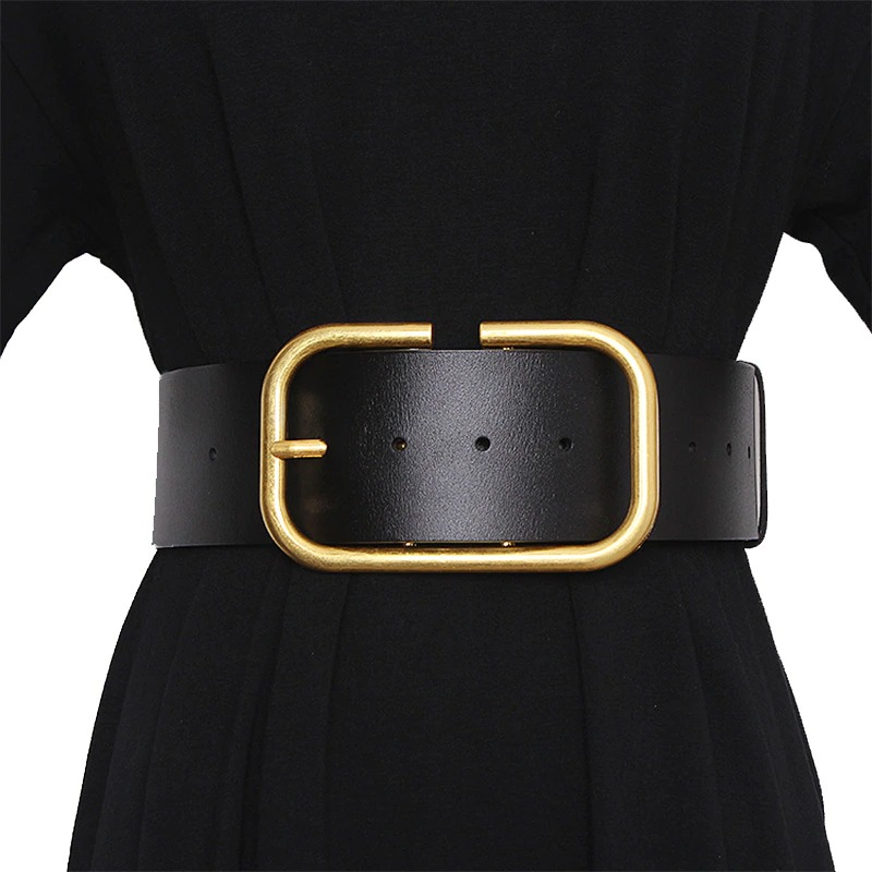Fashion Genuine Leather Belt for Women / Wide Corset Belt with Metal Buckle - HARD'N'HEAVY