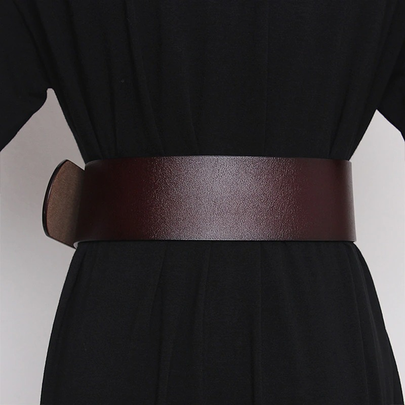 Fashion Genuine Leather Belt for Women / Wide Corset Belt with Metal Buckle - HARD'N'HEAVY