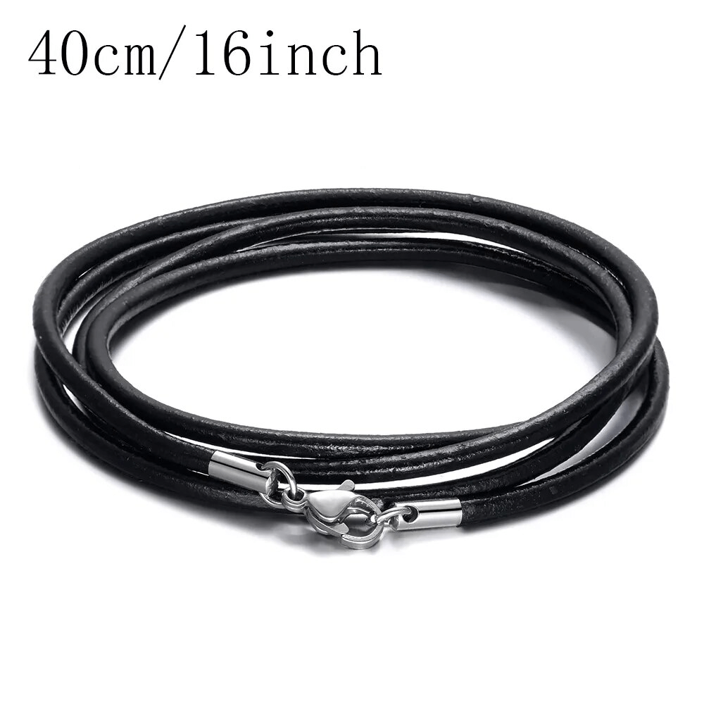 Fashion Genuine Leather Necklace Chain with Stainless Steel Clasp - HARD'N'HEAVY