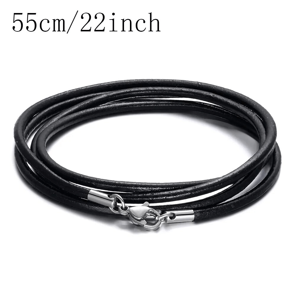 Fashion Genuine Leather Necklace Chain with Stainless Steel Clasp - HARD'N'HEAVY