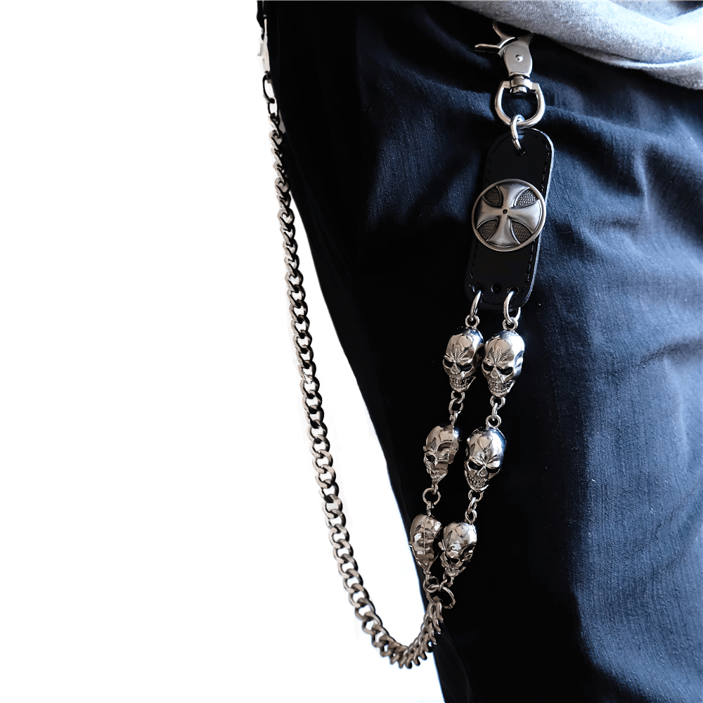 Fashion Gothic Belt Chain with Head Ghost for Trousers or Skirts - HARD'N'HEAVY