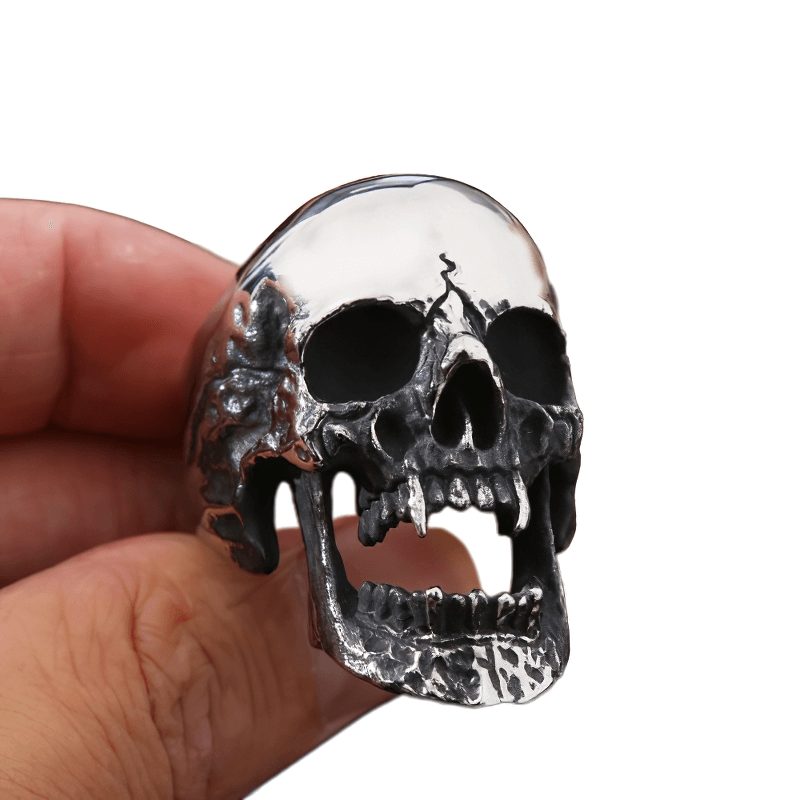 Fashion Gothic Vampire Skull Ring / Unisex Stainless Steel Biker Accessories - HARD'N'HEAVY