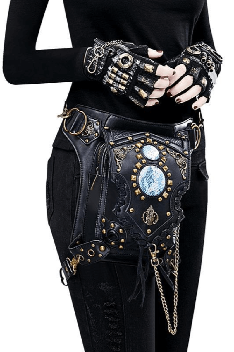 Fashion Gothic Waist Leg Bag with Chain / Motorcycle Crossbody Shoulder Bag - HARD'N'HEAVY