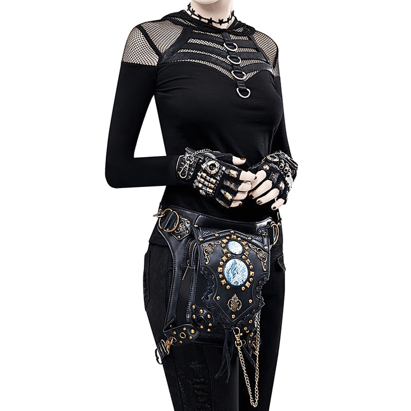 Fashion Gothic Waist Leg Bag with Chain / Motorcycle Crossbody Shoulder Bag - HARD'N'HEAVY