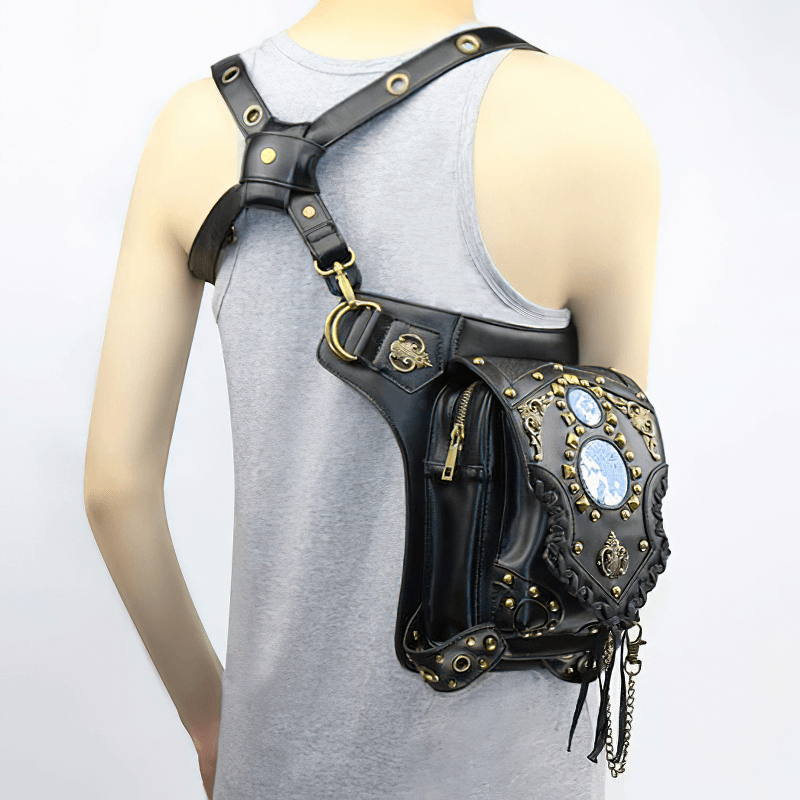 Fashion Gothic Waist Leg Bag with Chain / Motorcycle Crossbody Shoulder Bag - HARD'N'HEAVY